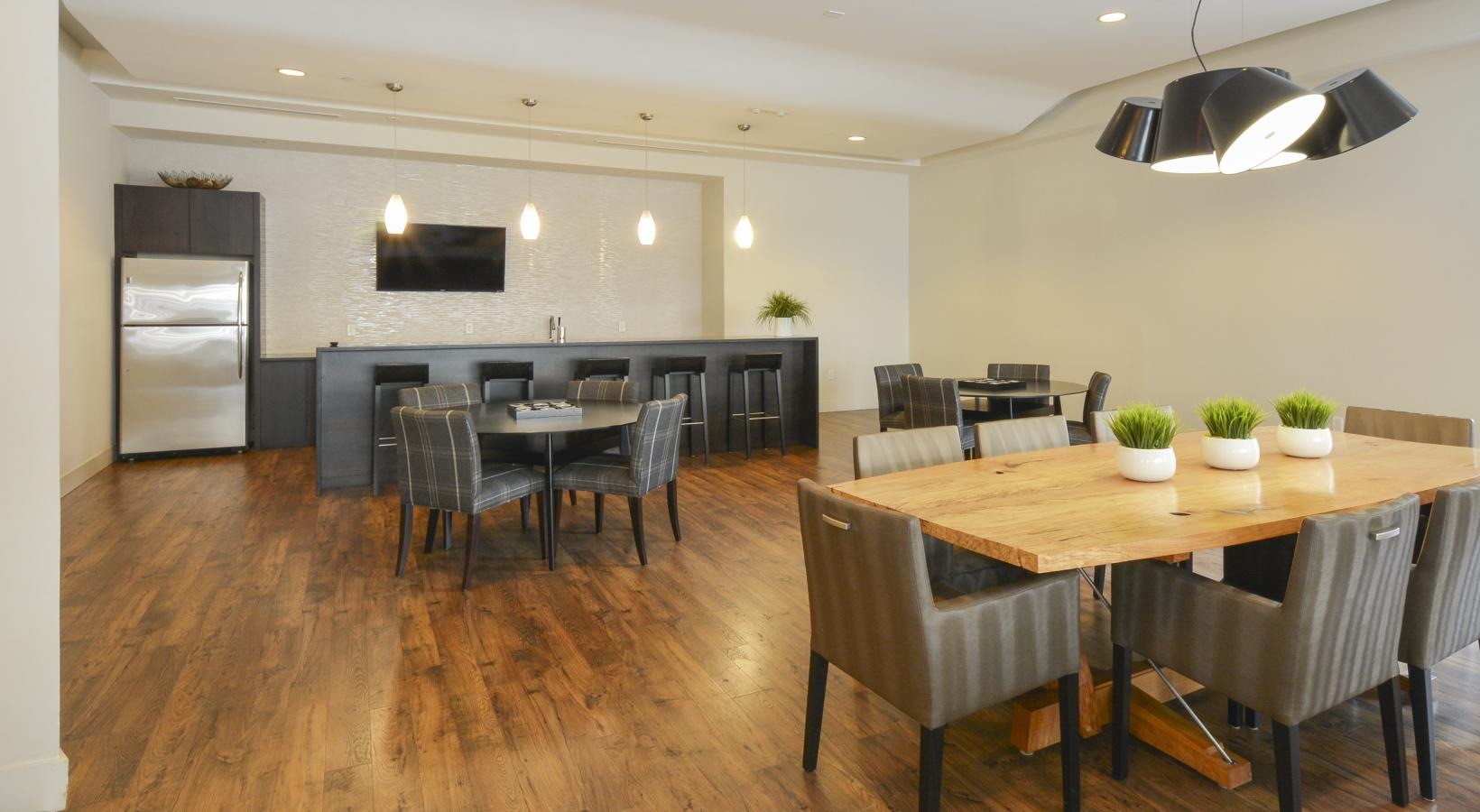 Access to resident-only features a room with a table and chairs